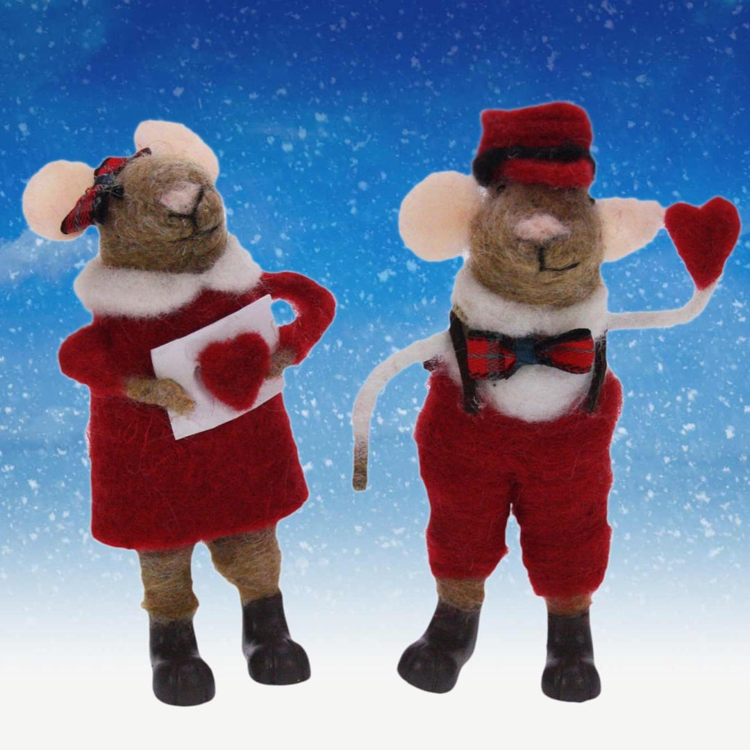 POMMERNTRAUM ® | Weihnachtsdekoration Filzfiguren Dekofiguren verliebte FilzMäuse mit Herz Mäuse Mäu