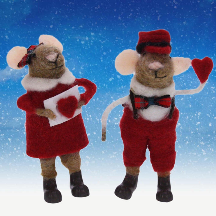 POMMERNTRAUM ® | Weihnachtsdekoration Filzfiguren Dekofiguren verliebte FilzMäuse mit Herz Mäuse Mäu