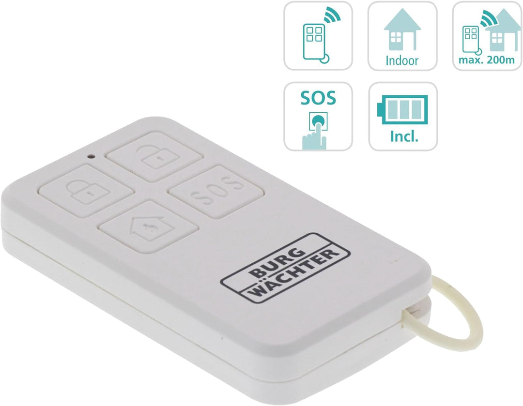 Burg Wächter Fernbedienung für Alarmanlage, batteriebetrieben, Fernsteuerung, mit BURGprotect Smart