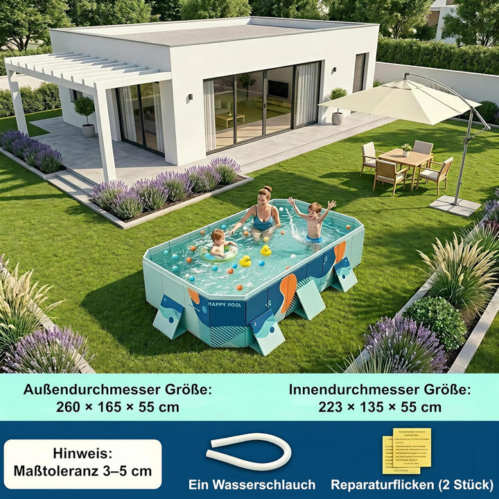 Faltbarer Pool Nicht-aufblasbarer Tragbarer Swimmingpool Schwimmbad Verdickter Rutschfester PVC Schw