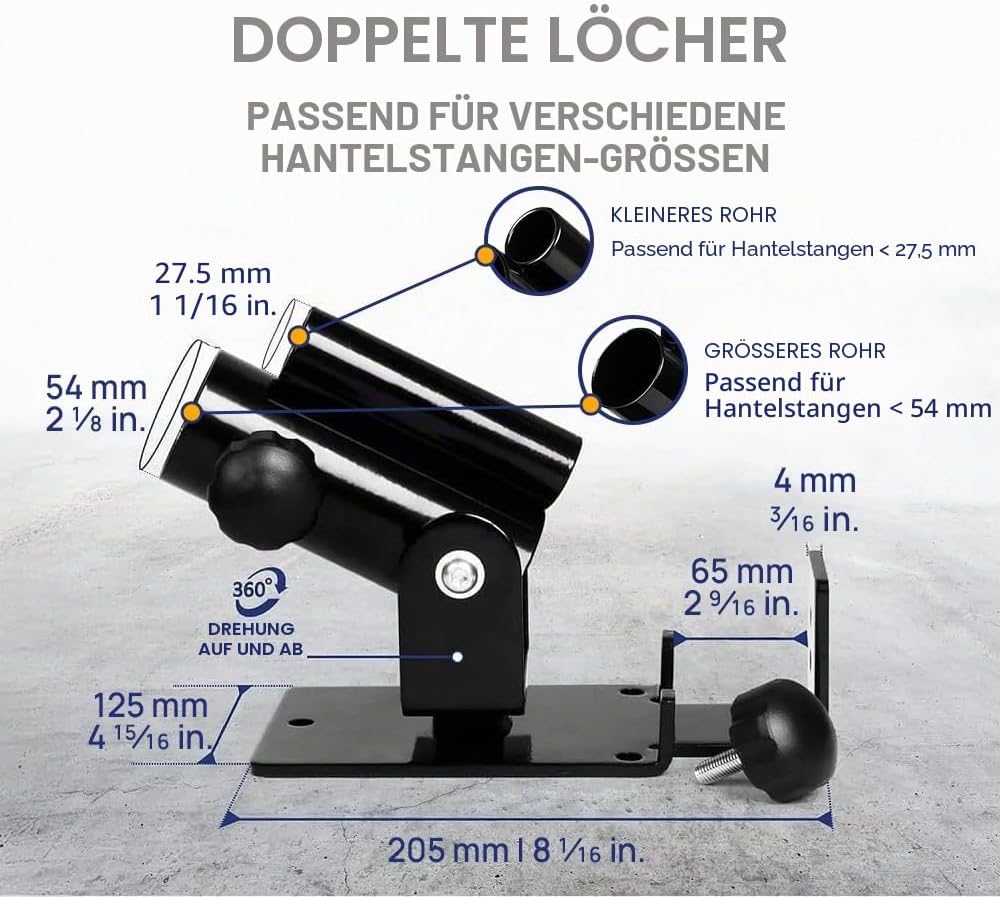 Yes4All Deluxe T-Bar Row Plattform - 360° schwenkbar - Passend für 1" Standard und 2" Olympiastangen