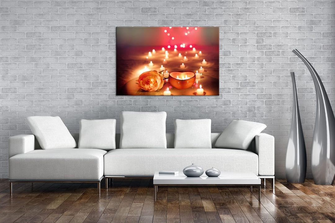 deyoli Romantischer Abend bei Kerzenschein Format: 120x80 als Leinwand, Motiv fertig gerahmt auf Ech