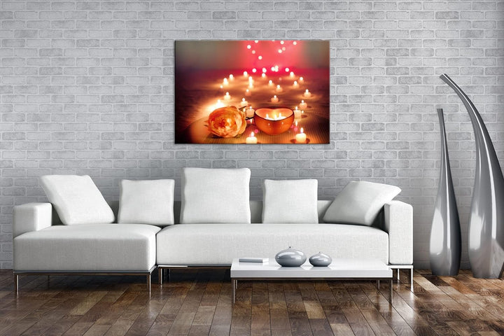deyoli Romantischer Abend bei Kerzenschein Format: 120x80 als Leinwand, Motiv fertig gerahmt auf Ech