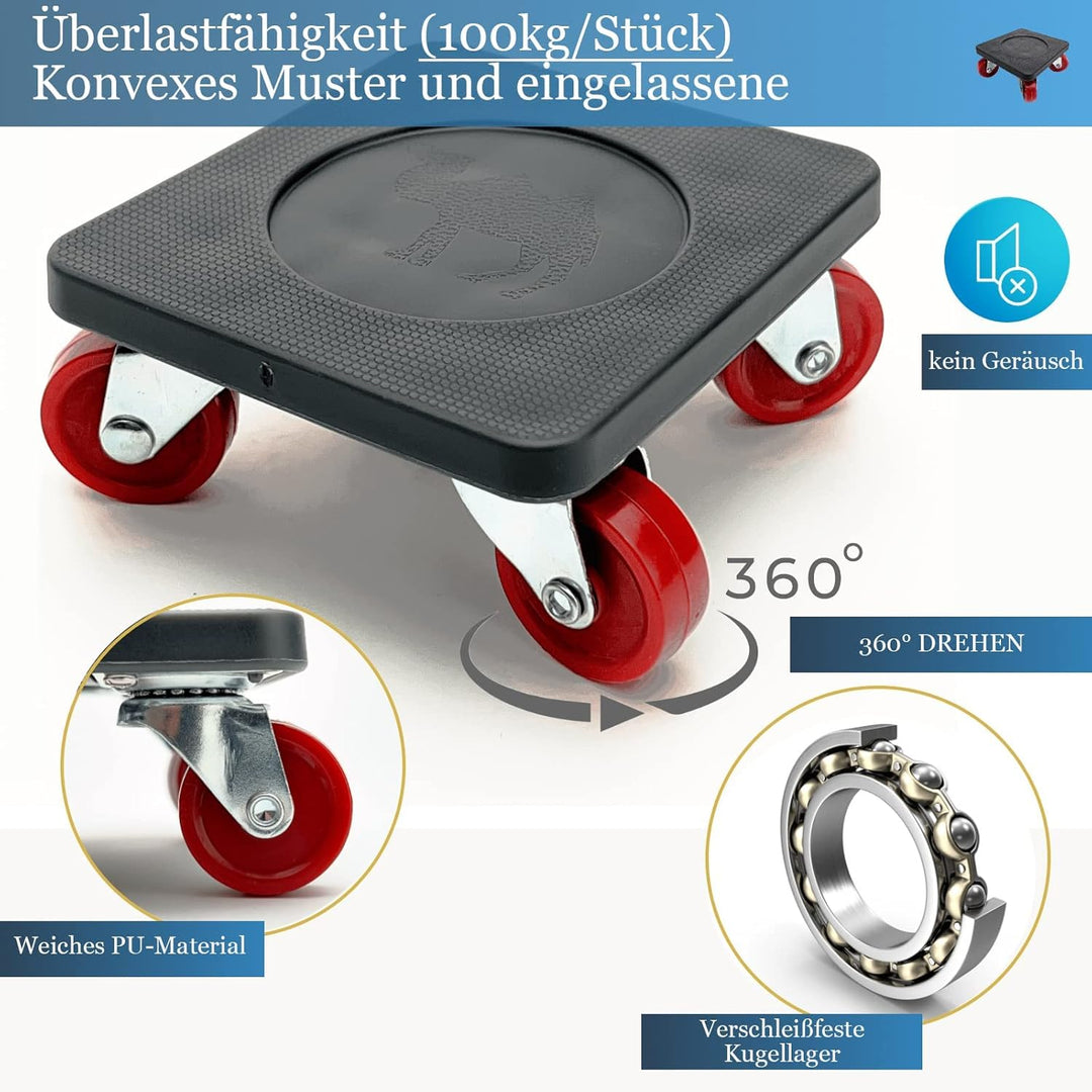 PULLEY Möbel Transportrollen Set, Möbelheber mit 4 Stück Bewegen Sliders Schwere Möbelrollen Verschi