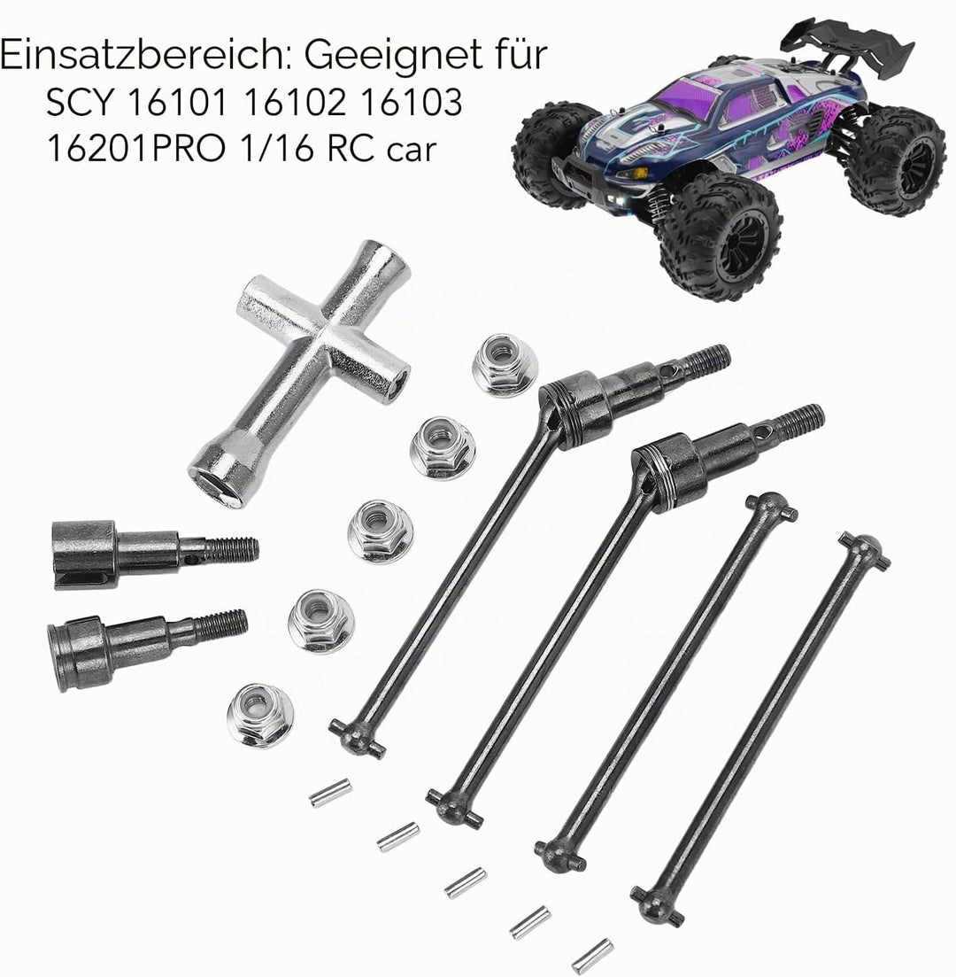 Srliya RC-Antriebswellensatz Vorne und Hinten, Stahl-CVD-Antriebswelle für SCY 16101 16102 16103 162