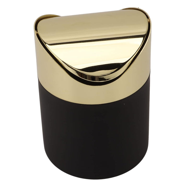 Mini Tisch Mülleimer, Fingerabdruck und schmutzabweisend, Desktop Papierkorb, mit goldenem Schwingde