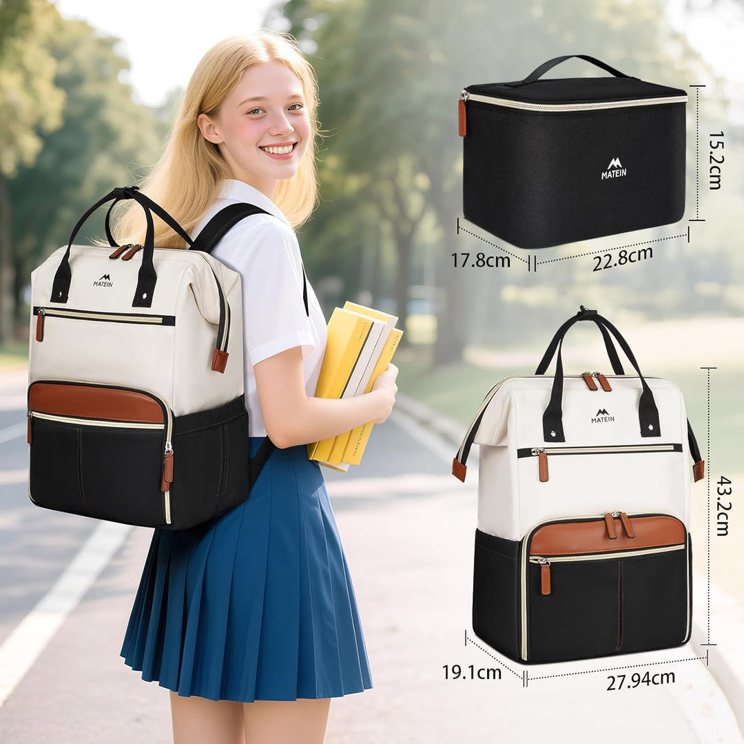 MATEIN Laptop Rucksack Damen 15,6 Zoll mit Isolierted Kühltasche, Rucksack mit Kühlfach Wasserdicht,