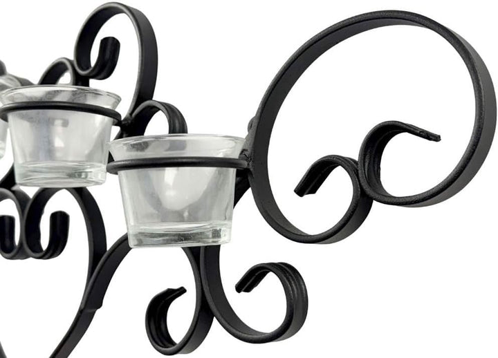 DanDiBo Wandteelichthalter Metall Schwarz Teelichthalter Wand Wandkerzenhalter 63 cm Palace Kerzenha