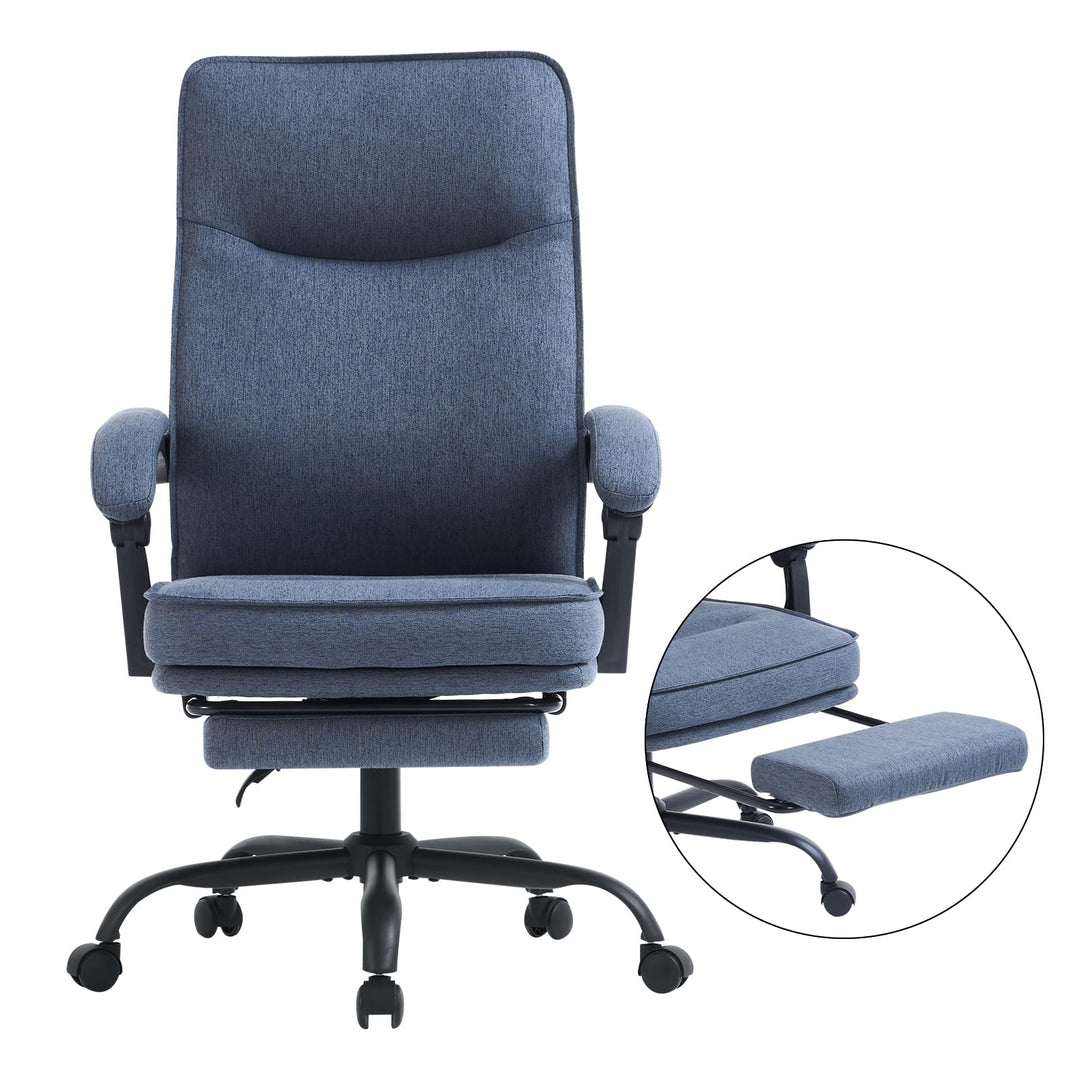 MZLEE Bürostuhl ergonomisch, Schreibtischstuhl mit Fussstütze, 90-135° neigbar Drehstuhl, Höhenverst