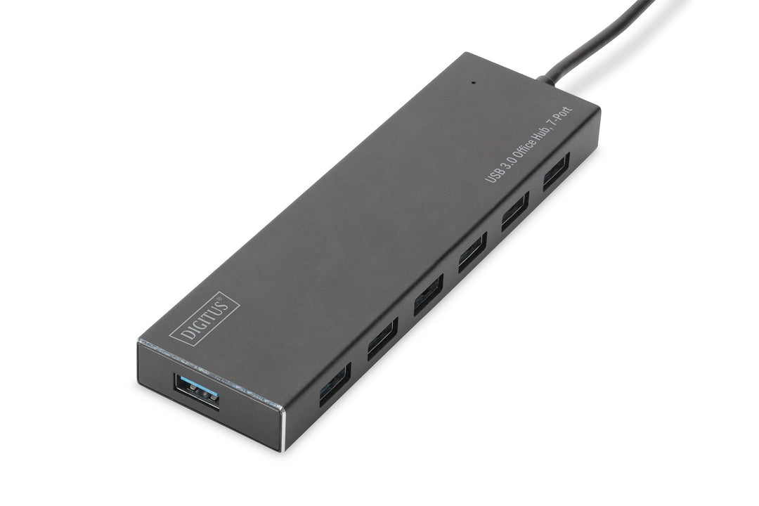 DIGITUS USB-Hub - 7 Ports - Super-Speed USB 3.0 - 5 GBit/s - Plug&Play - Aluminium-Gehäuse - Schwarz