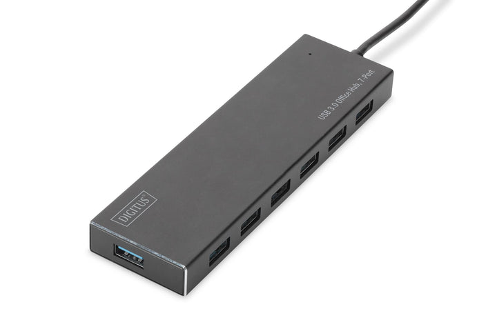 DIGITUS USB-Hub - 7 Ports - Super-Speed USB 3.0 - 5 GBit/s - Plug&Play - Aluminium-Gehäuse - Schwarz