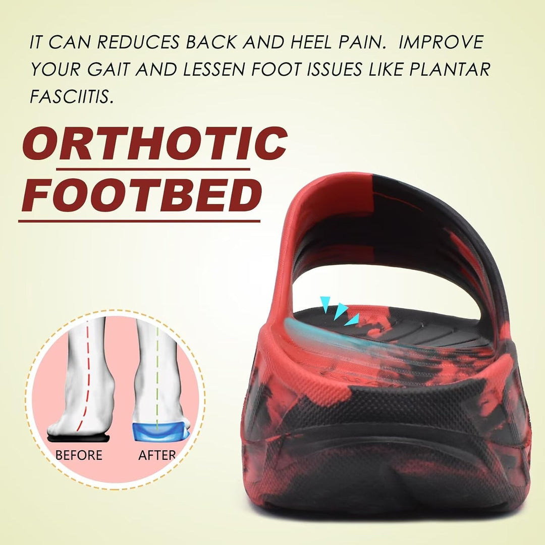 KuaiLu Recovery Sandalen Herren mit Bequeme Plantarfasziitis Arch Support, Orthopädische Männer Leic