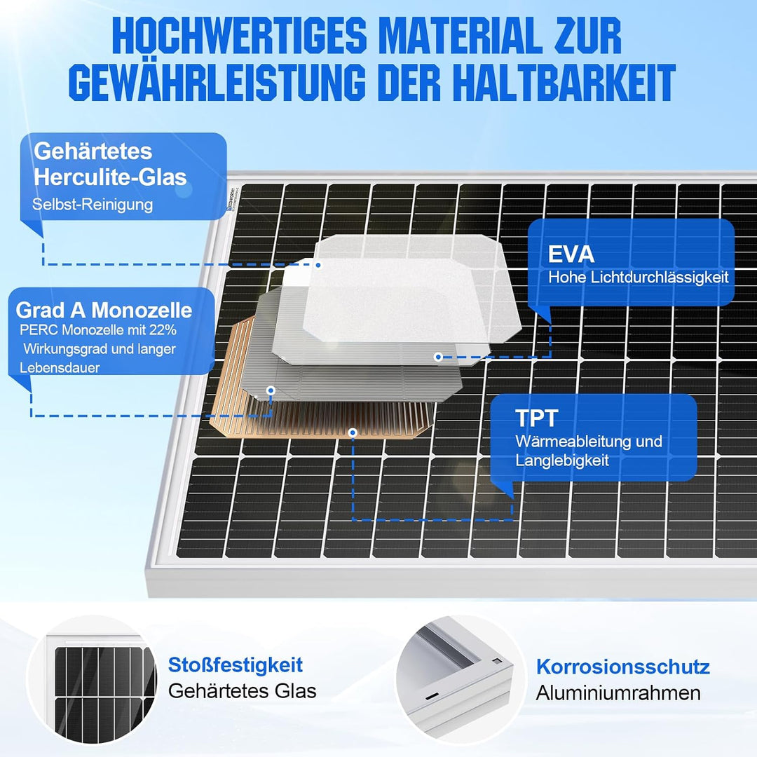 ECO-WORTHY 340W 12 Volt Monokristallines Solarmodul, 2 Stücke 170W Solarpanel Ideal zum Aufladen von