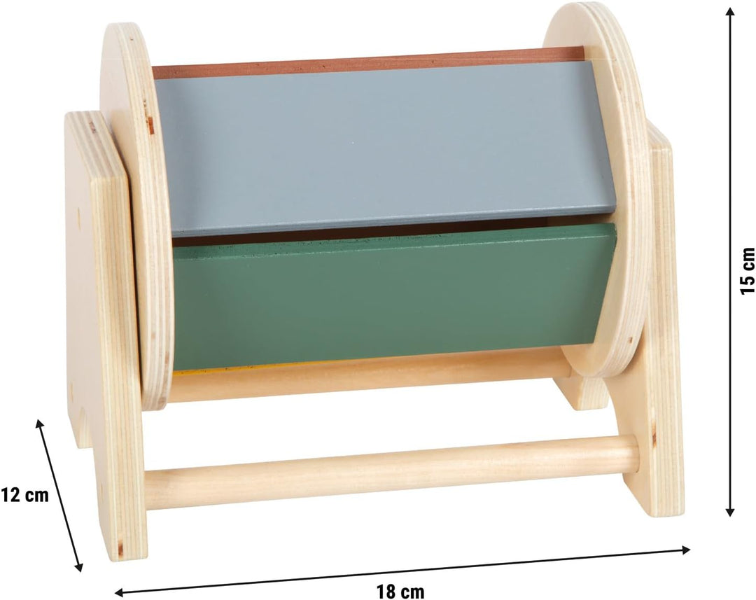 small Foot Montessori Drehtrommel aus FSC 100%-zertifiziertem Holz, Regenbogenrad mit 5 Farbflächen,