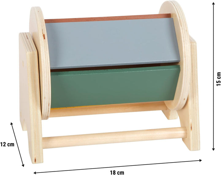 small Foot Montessori Drehtrommel aus FSC 100%-zertifiziertem Holz, Regenbogenrad mit 5 Farbflächen,