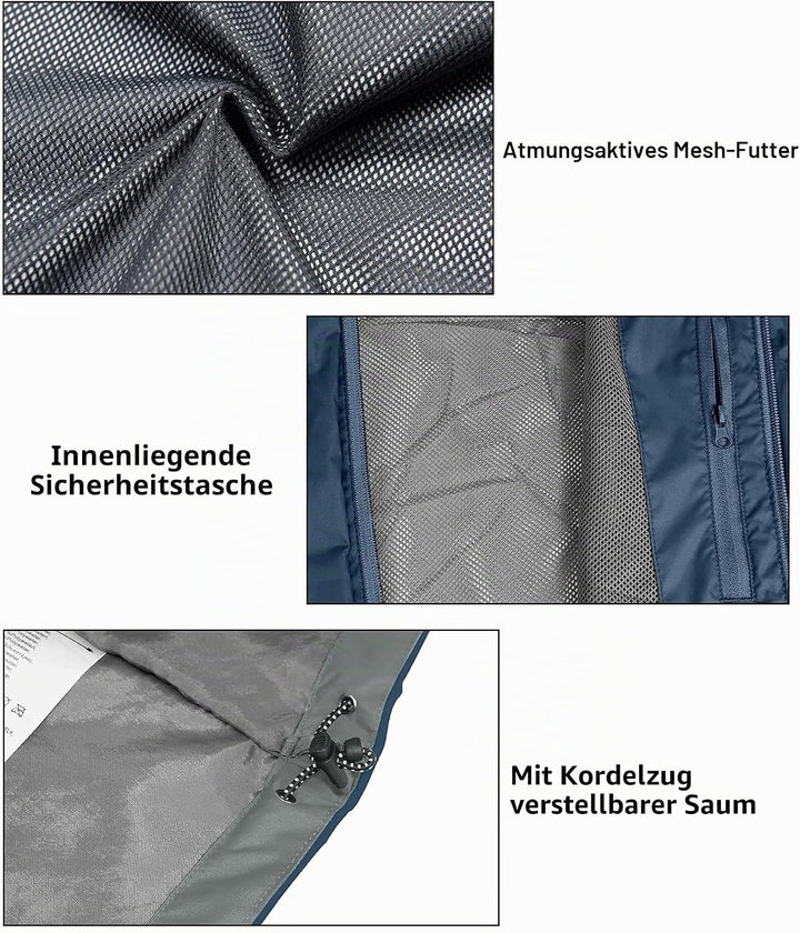 Little Donkey Andy Damen wasserdichte Regenjacke Leichte atmungsaktivem Regenjacke für Outdoor-Windb