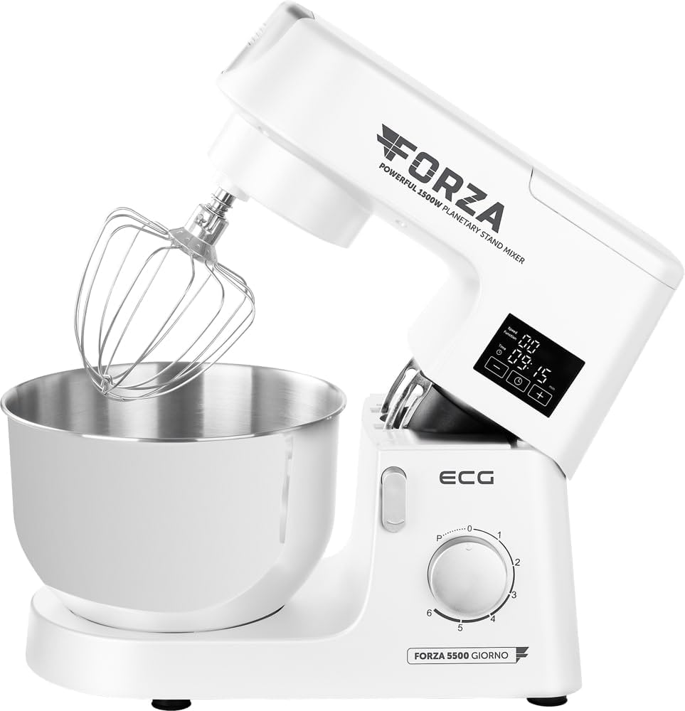 ECG FORZA 5500 Giorno Bianco Küchenmaschine 1500W Touch Display Edelstahl/Weiss