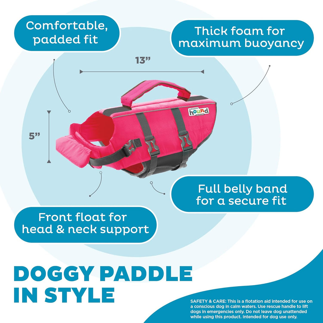 Outward Hound Granby Splash Schwimmweste für Hunde, Grösse S, Pink Granby (Flotation) Small rose, Gr