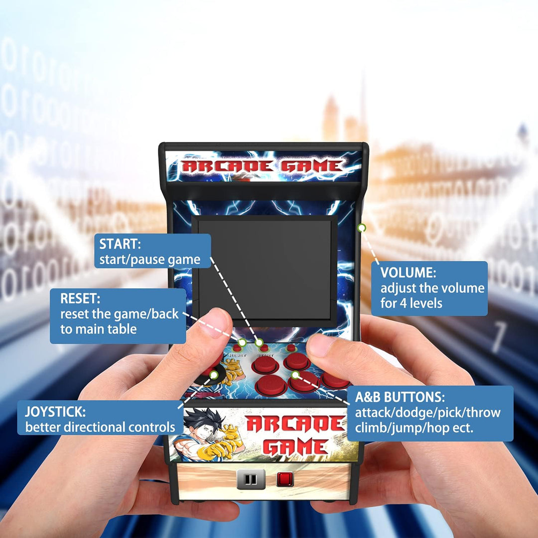 Mini Arcade Machine, Retro Handheld Konsole mit 156 Klassische Spielen, 2.8-Zoll LCD-Bildschirm, 16