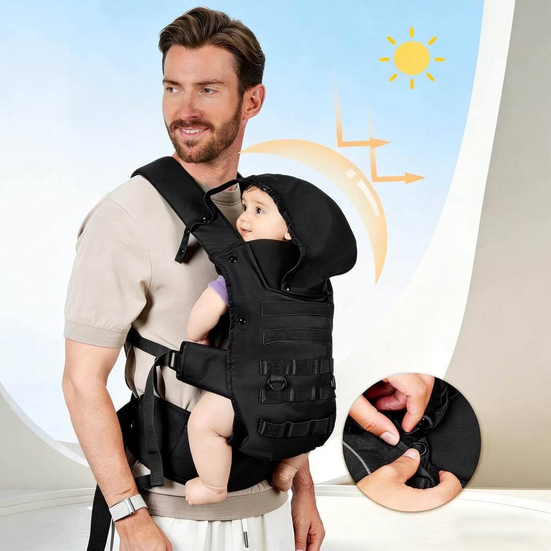 Taktische Babytrage für Väter, Baby Carrier für Kleinkind (4-36 Monate) - 3-in-1 Ergonomische M-Trag
