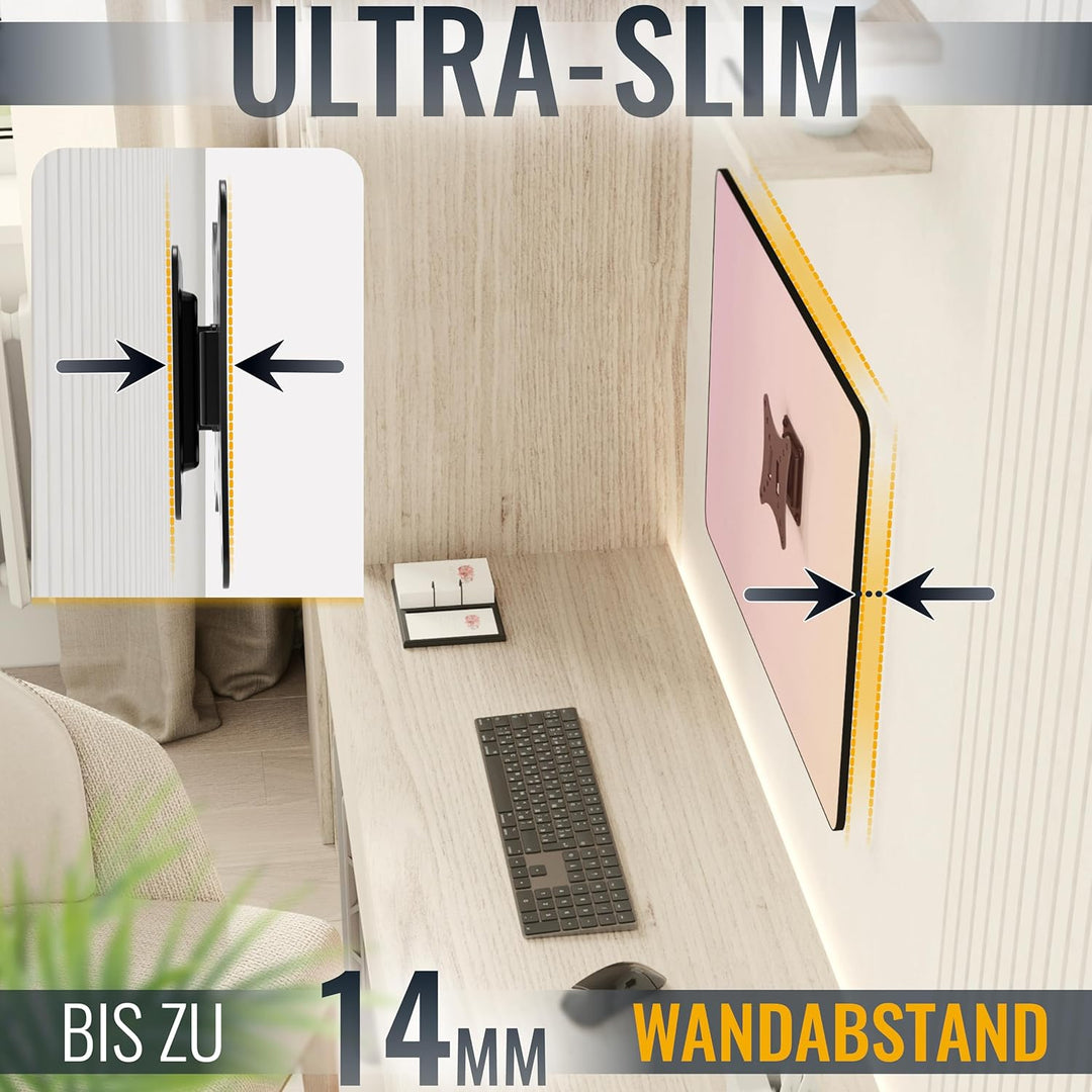 RICOO PC Monitor Wandhalterung Flach für 13-29 Zoll, Monitor Halterung Wand F0111, Monitorhalterung,