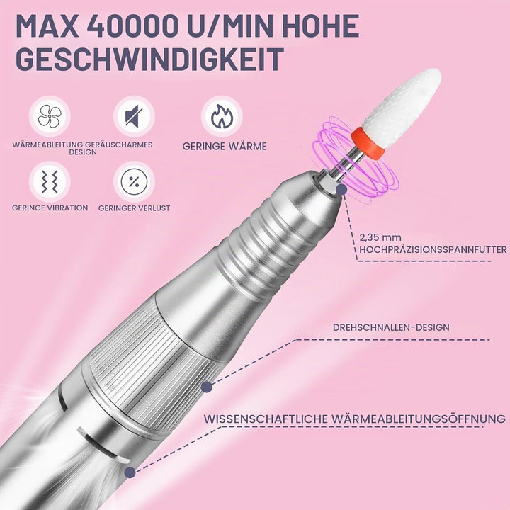 Nagelfräser für Gelnägel 40000U/Min, Urbuti 12 in 1 Elektrische Nagelfräser Nagelfeile Professionell