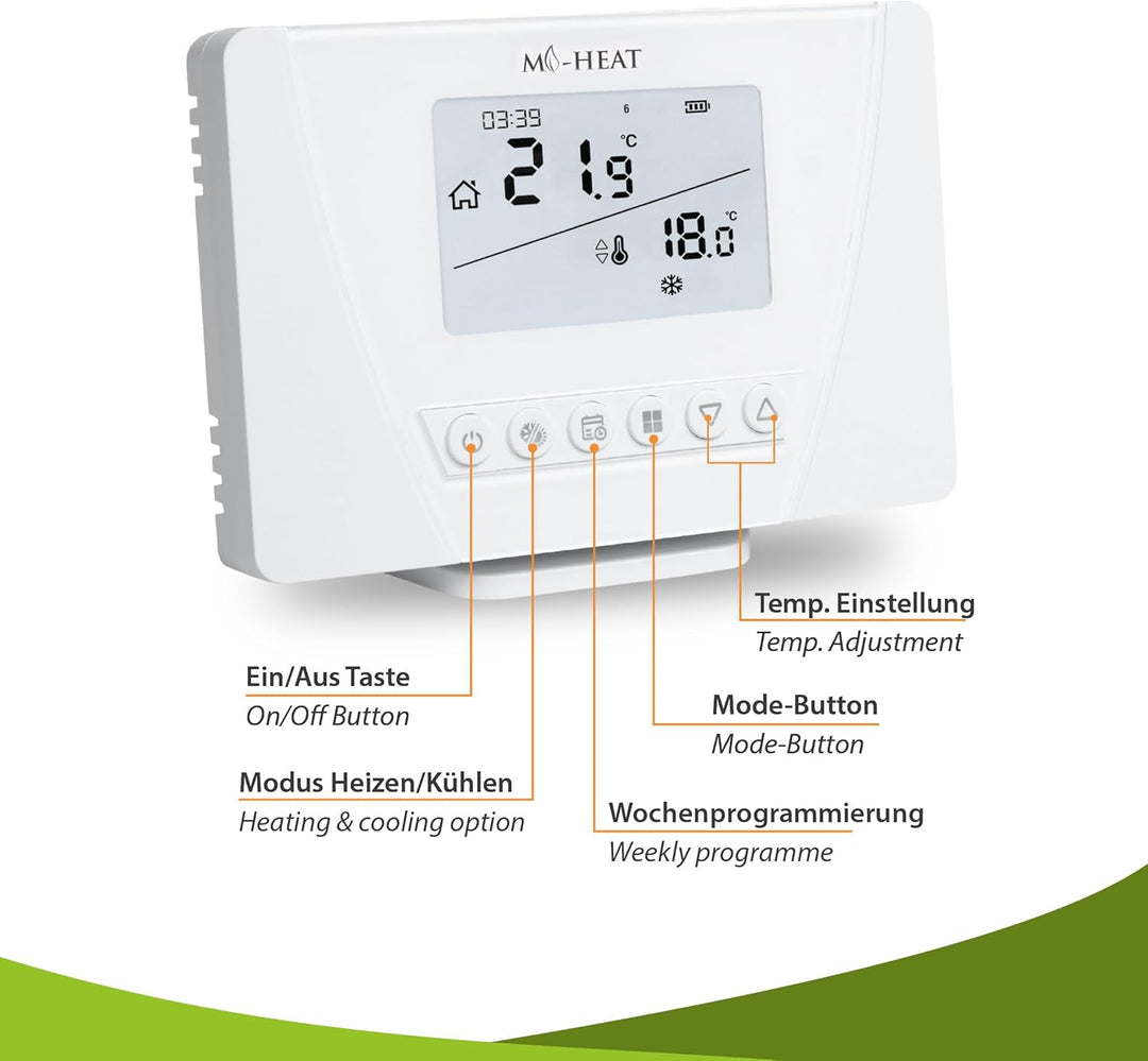 Programmierbares Funk-Thermostat Raumregler Set Mi-300S RF mit 2 Empfängern Funk-Thermostat Set mit