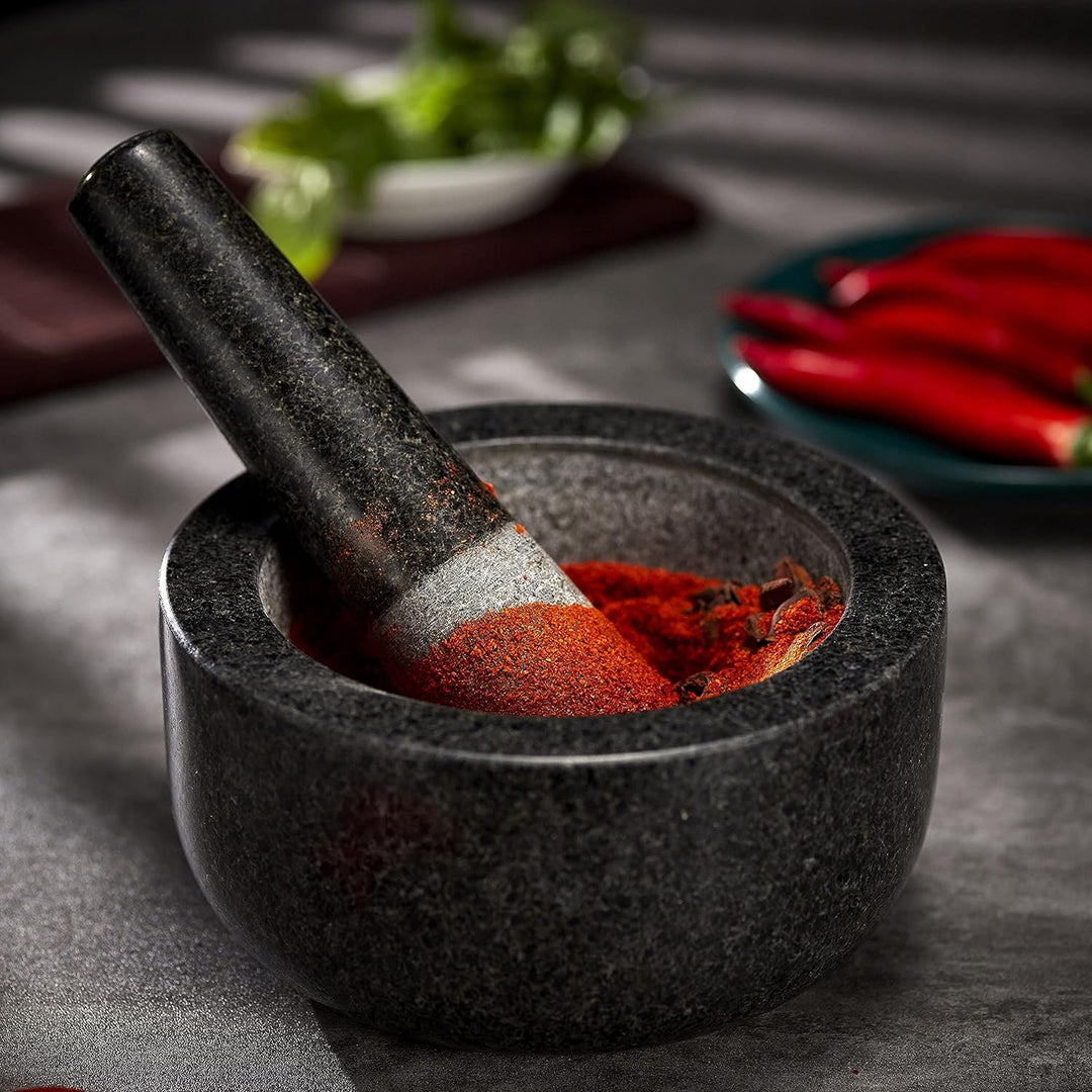 Supremery XXL Mörser und Stössel aus Granit im Set - Steinmörser Gewürzmörser Gross 16cm - für Gewür
