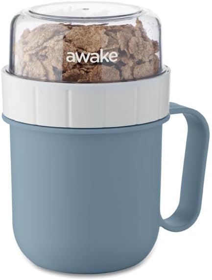 Suppentasse mit Müslibecher, 2-in-1 Set, Blau-Transparent, 450 ml + 160 ml, Auslaufsicher, PP-Kunsts