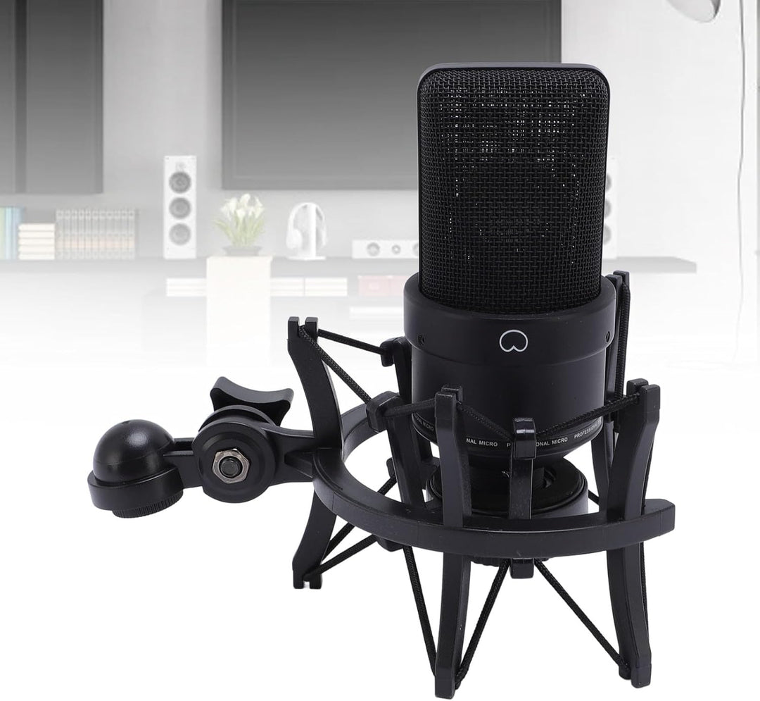 Mikrofon, XLR Kondensatormikrofon Grossmembran Kondensator Studio Microphone mit Schockhalterung, XL