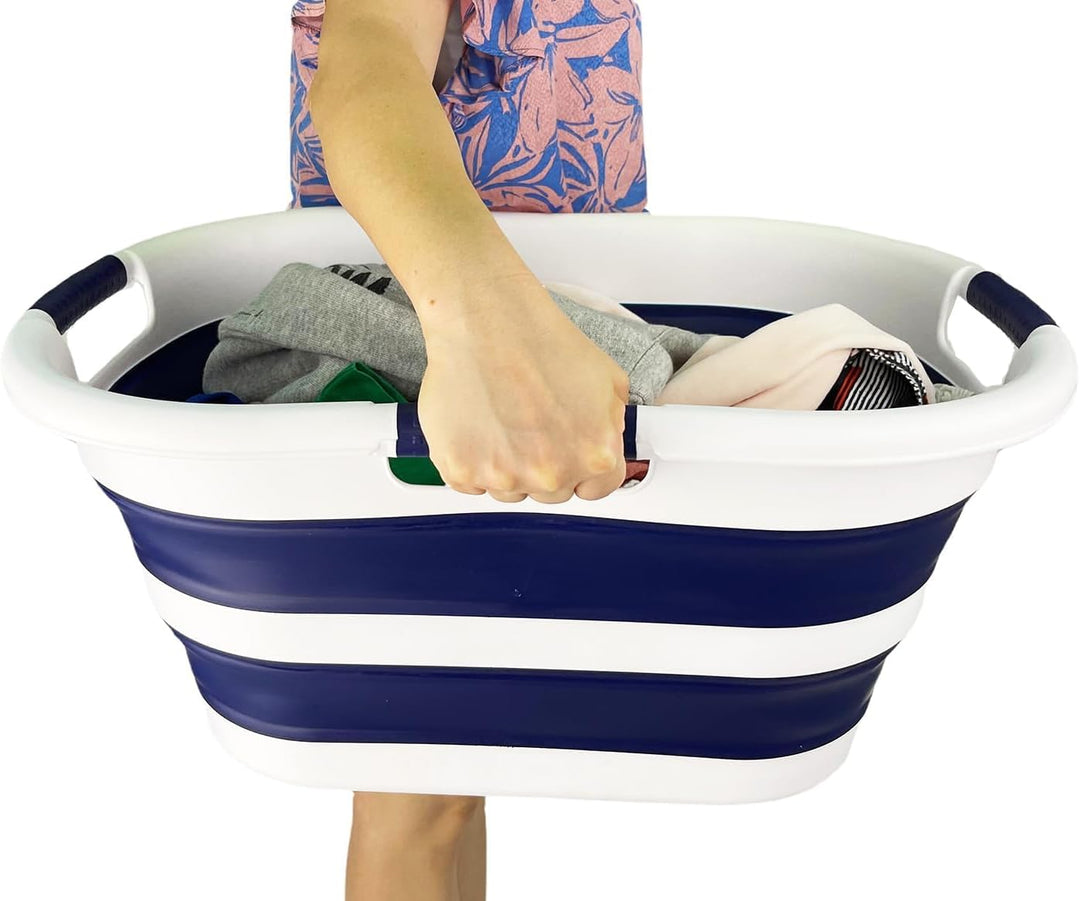 SAMMART 40L zusammenklappbarer Wäschekorb aus Kunststoff – faltbarer Pop-Up-Aufbewahrungsbehälter/Or