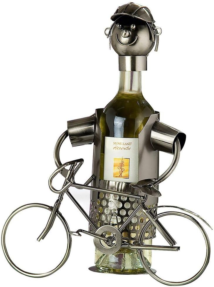 GILDE Flaschenhalter Metall - Deko Weinflaschenhalter Weinhalter lustig Flaschenkorb - H 28 cm