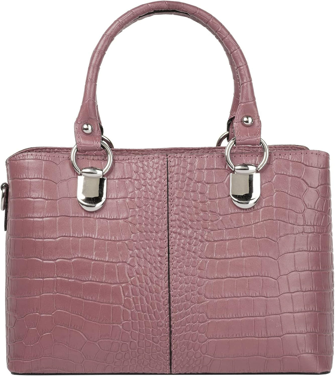 Umhängetasche echt Leder Damen | Made in Italy, Kroko-Optik Handtasche, Damen Schultertasche, elegan