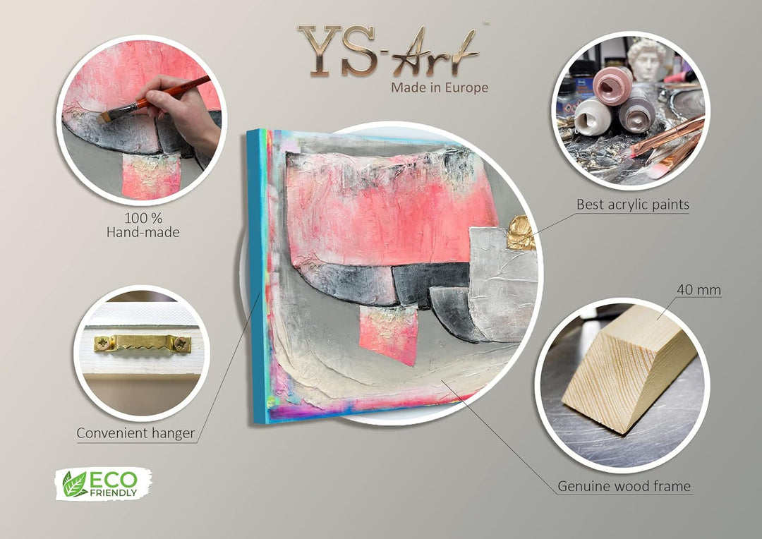 YS-Art Luxus Abstrakt Acryl Gemälde auf Leinwand Accent II handgemalt Wandbilder Wohnzimmer modern W
