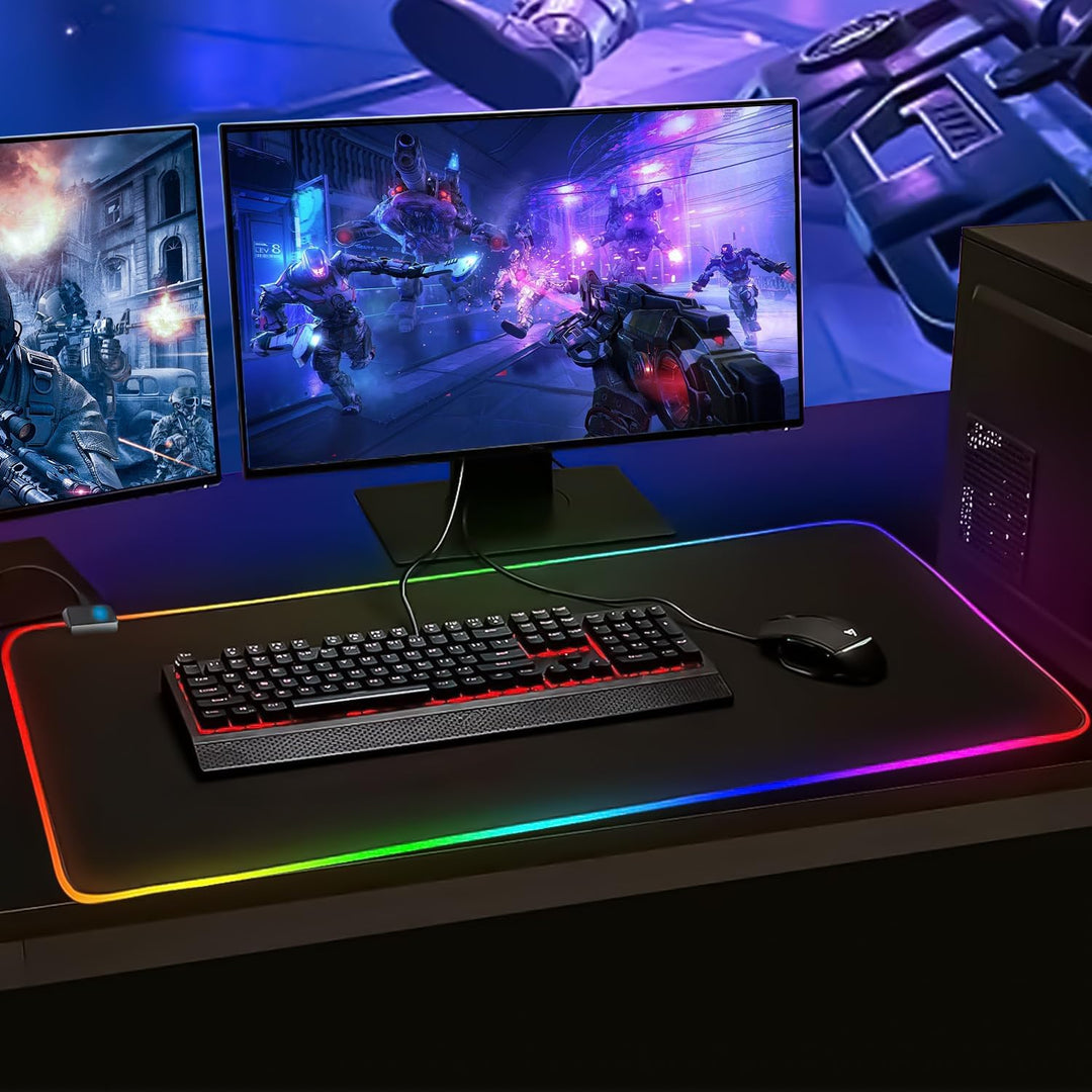 Gaming Mauspad RGB Mousepad 900x400mm XXL Extra Gross mit 14 Beleuchtungs Modi 7 LED Farben Wasserdi