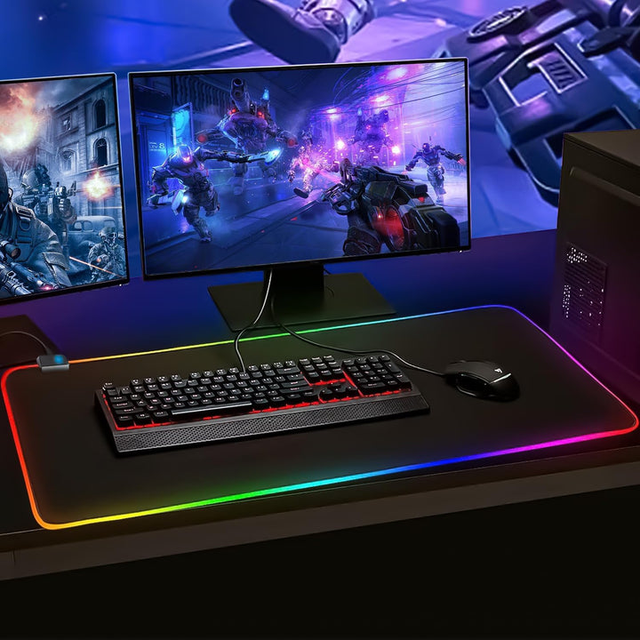 Gaming Mauspad RGB Mousepad 900x400mm XXL Extra Gross mit 14 Beleuchtungs Modi 7 LED Farben Wasserdi