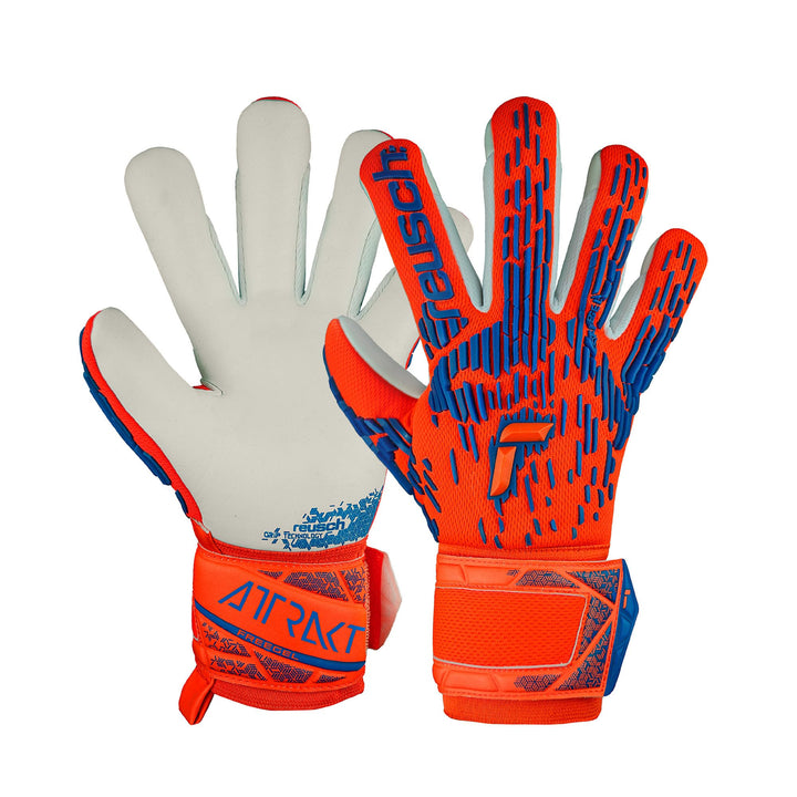 Reusch Unisex Jugend Attrakt Freegel Silver Junior Torwarthandschuh 4 orange-blau, 4 orange-blau