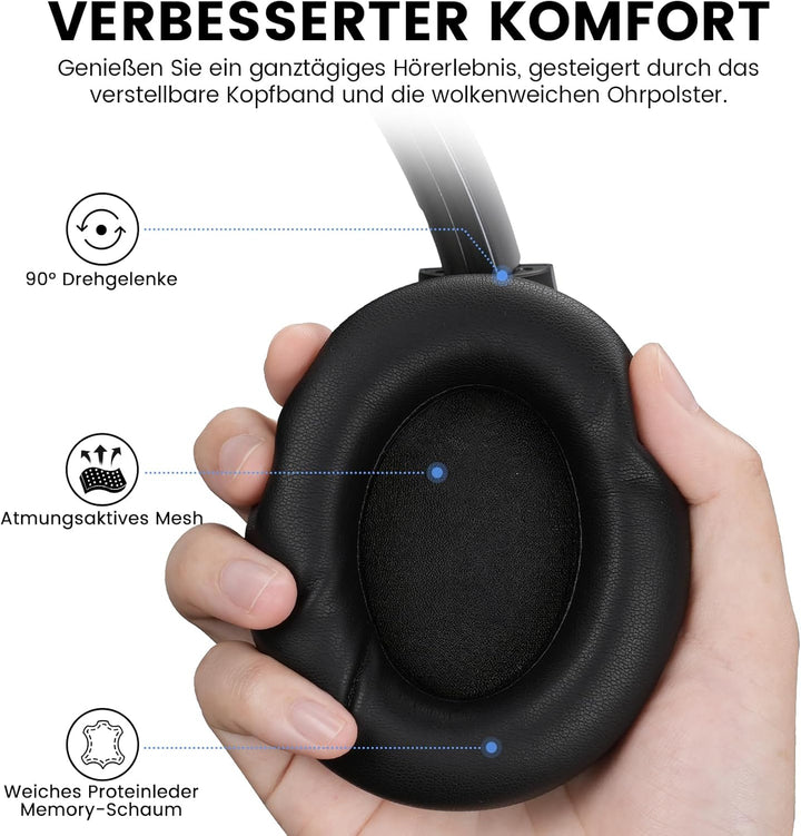 1Mii AI Y8+ Hybrid Active Noise Cancelling Kabellose Bluetooth 6.0 Kopfhörer, LDAC Hi-Res Audio, 100