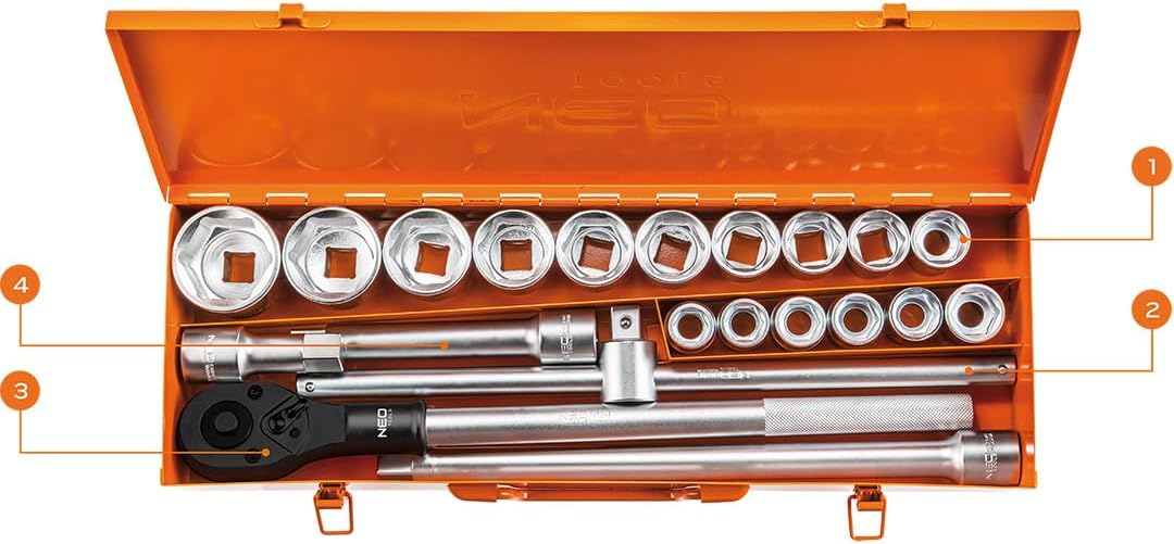 NEO TOOLS Steckschlüssel 3/4,`` 21-er Set
