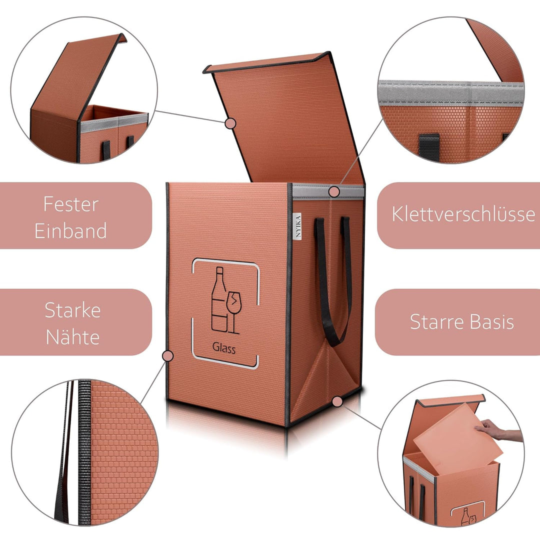 NYIKA Recycling System - Altglas Sammelbehälter - Pfandflaschen Aufbewahrung - Leergut Sammelbehälte