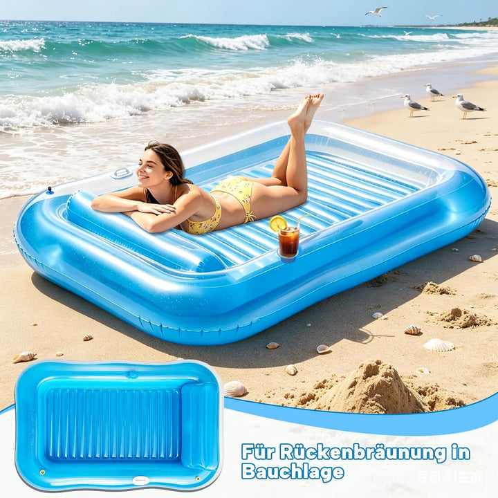 Aufblasbare Tanning Pool, Aufblasbarer Luftmatratze Pool Erwachsene, Aufblasbares Sonnenpool mit Kis