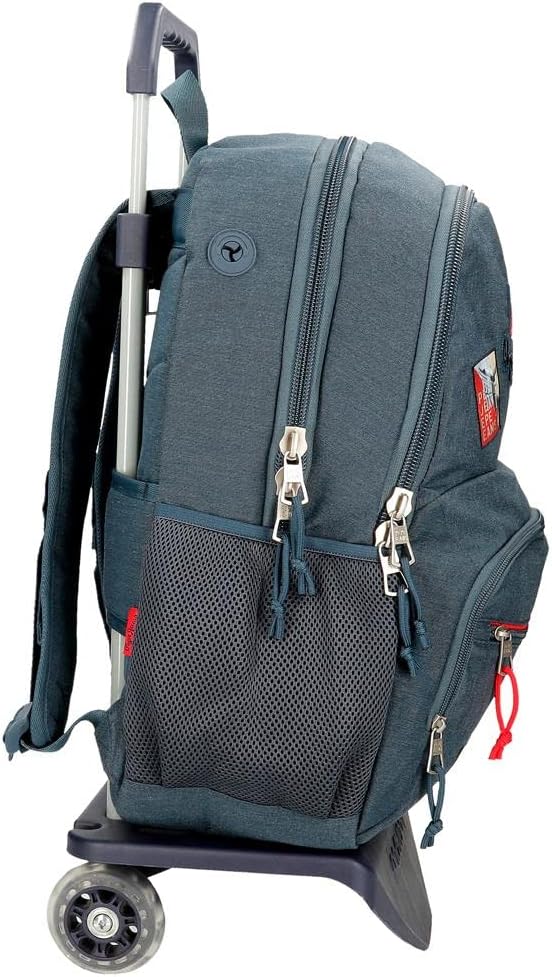 Pepe Jeans Kay Schulrucksack mit zwei Fächern und Trolley, 15,6 Zoll, Blau, 32 x 45 x 15 cm, Polyest