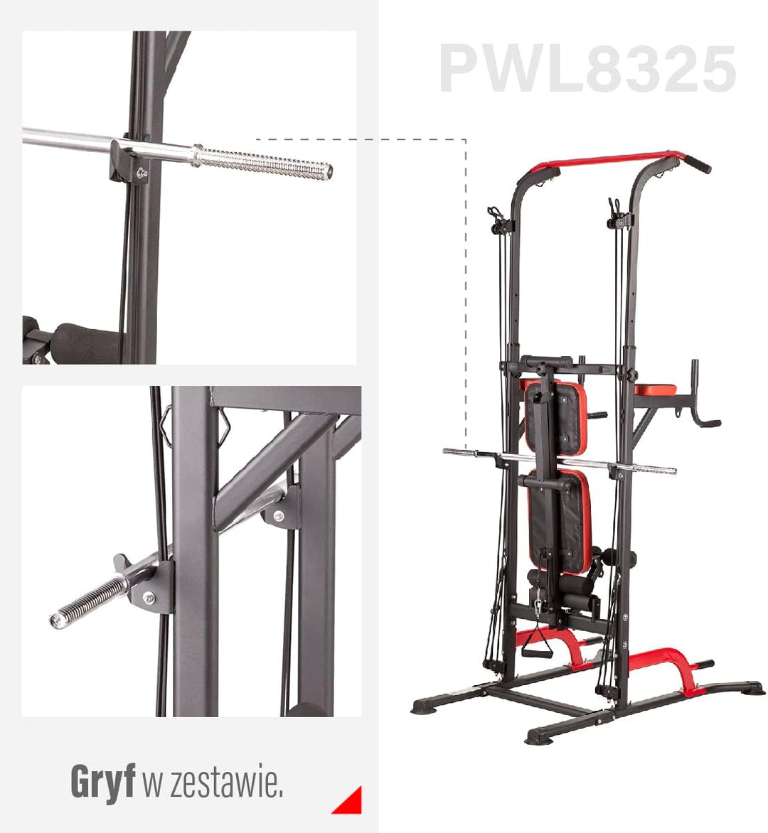 HMS Power Tower Pull Up Station with Multiple Accessories