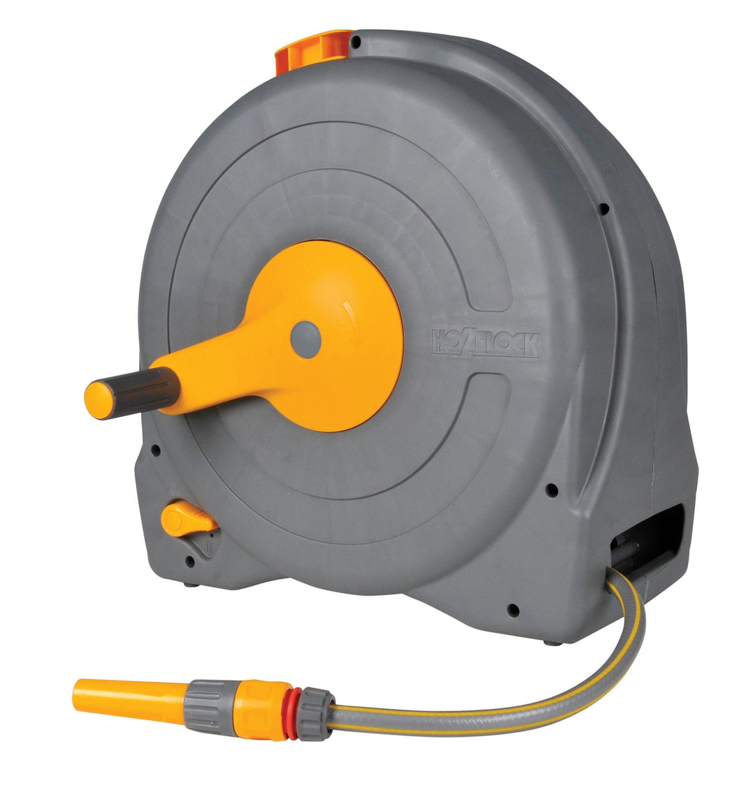 Hozelock Freistehende Schlauchbox mit 40 m Schlauch, Grau mit 40 m Schlauch Freistehende