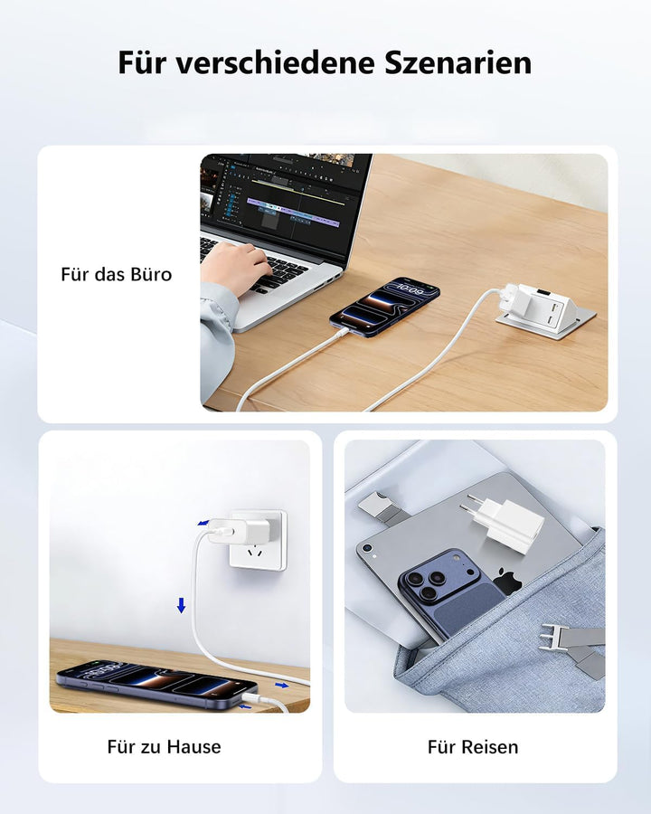 USB C Ladegerät Schnellladekabel Ladekabel für iPhone 17 16 15 Pro Max Plus/17 Air/17e/16e, iPad Pro