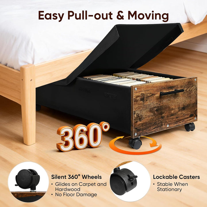 Unterbett Aufbewahrungsbox mit Rollen, 2 Stück Kommode 70L | 75×42×27,5cm | 60kg Belastbar | 8 Räder