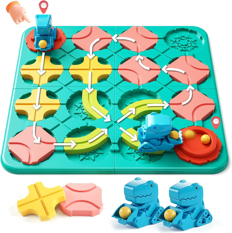 burgkidz Logik Labyrinth Brettspiele für Kinder ab 4 5 6 7 8 Jahre, Logischer Puzzle Strassenbauer K