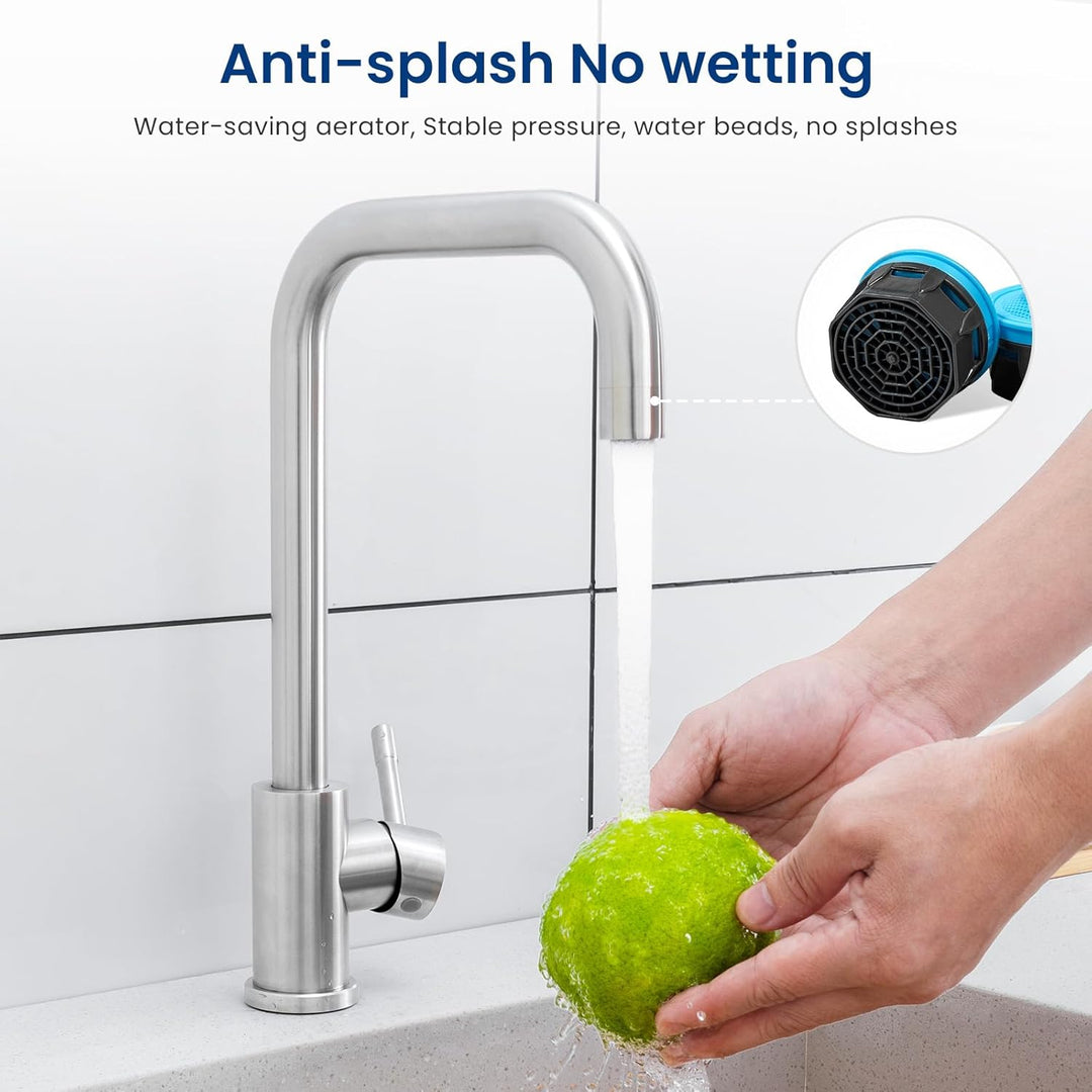 CECIPA Wasserhahn Küche Edelstahl, Küchenarmatur Hochdruck 360° Drehung, Mischbatterie Küche aus Ede