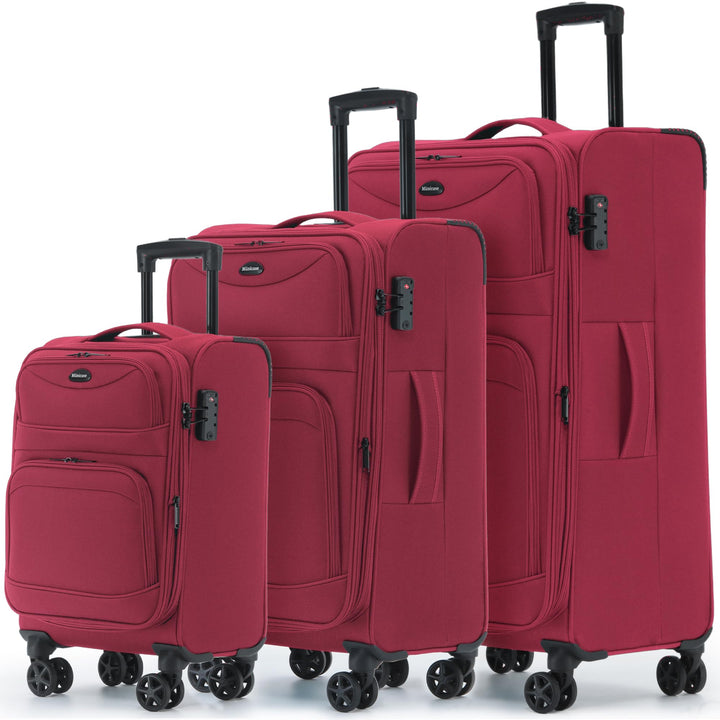 Stoffkoffer erweiterbar mit Frontfächern,15% Extra-Volumen, TSA-Schloss, 360° Doppelrollen & verdeck