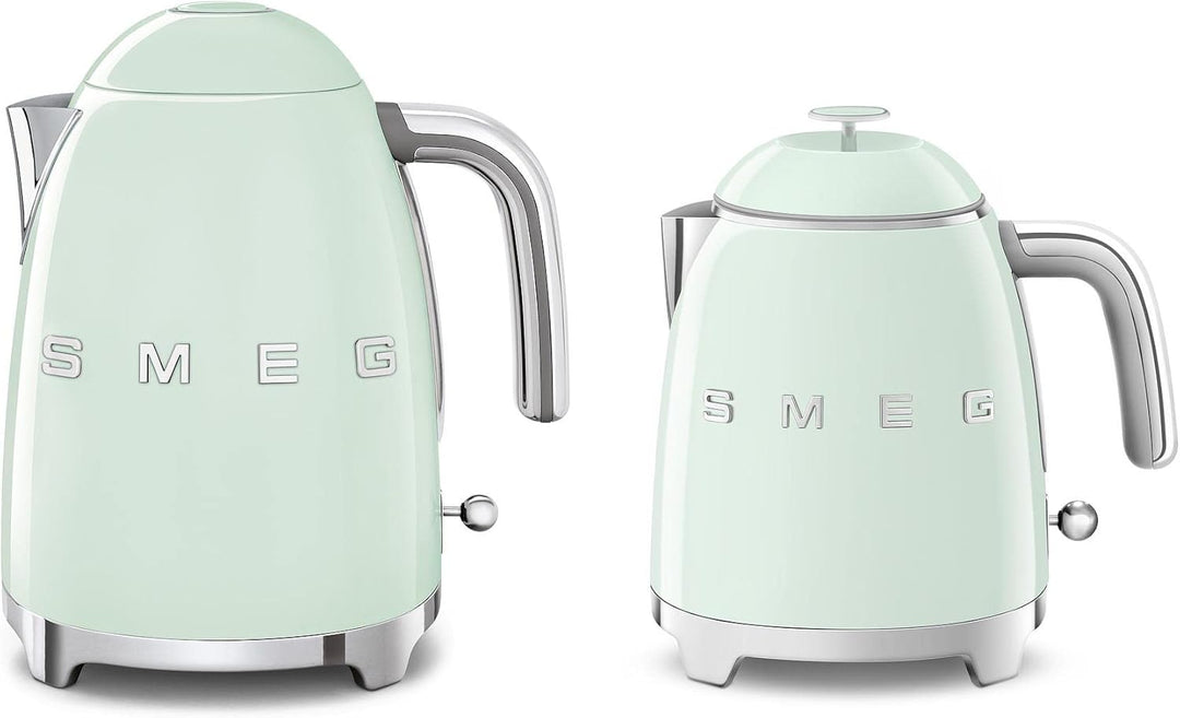 Smeg, Kleiner elektrischer Wasserkocher KLF05PGEU 0,8 L, Edelstahlfilter, Sicherheitsautomatik, Wass